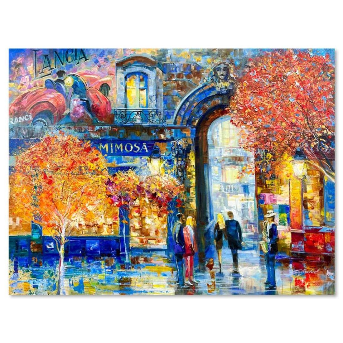 Vadik Suljakov, "Cafe Mimosa" Original Oil Painting on Canvas, Hand Signed with Letter of (1 of 2)