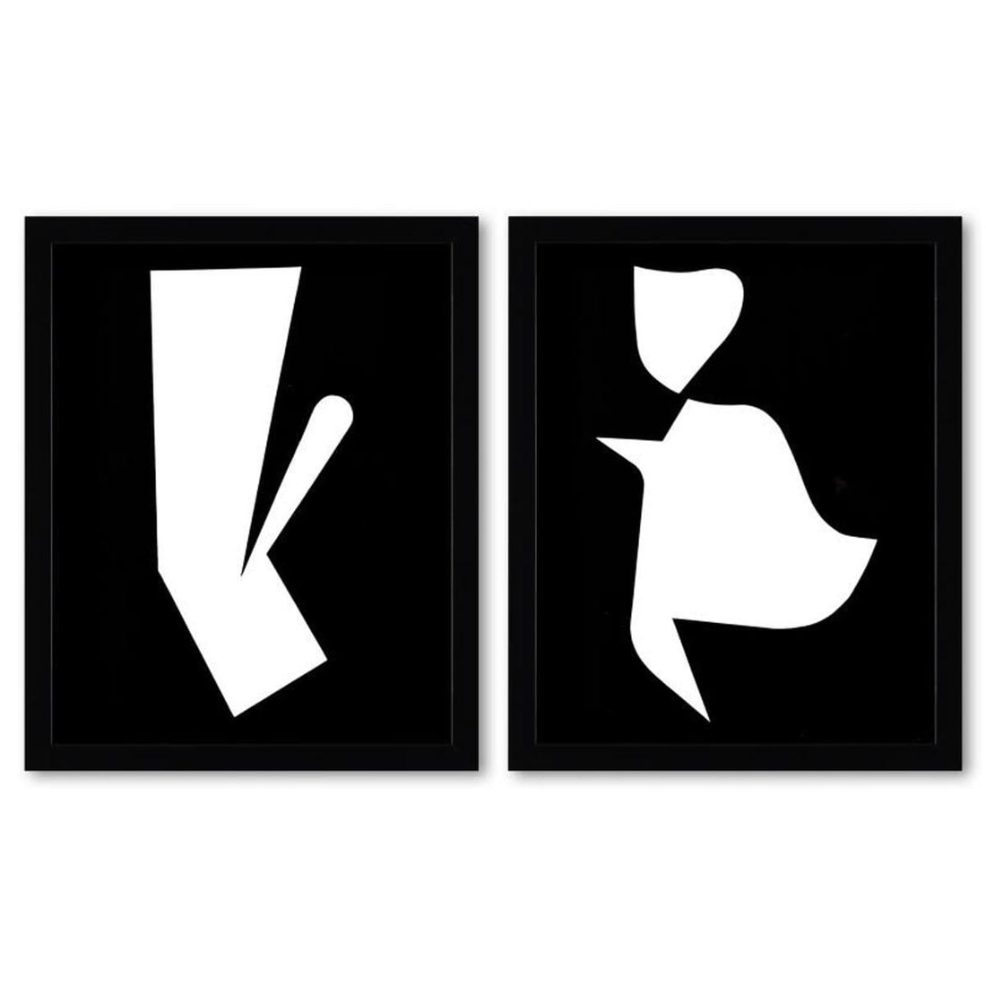 Victor Vasarely (1908-1997), "Yablapour et Lethe de la serie Etres Ou Fantomes (Diptych)" Framed: Yablapour et Lethe de la serie Etres Ou Fantomes (Diptych) is a set of heliogravure prints on paper, published in 1973, by Victor Vasarely (1908-1997). These pieces come custom framed, with a letter