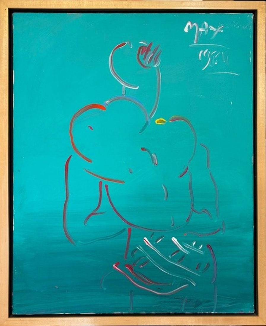 Peter Max- Original acrylic painting on canvas: Artist: Peter Max. Medium: Original acrylic painting on canvas . Size: 30" x 24". Measures approx. 32" x 26" (framed). Signature: Signed and dated upper right . Additional: The canvas exhibits a minor