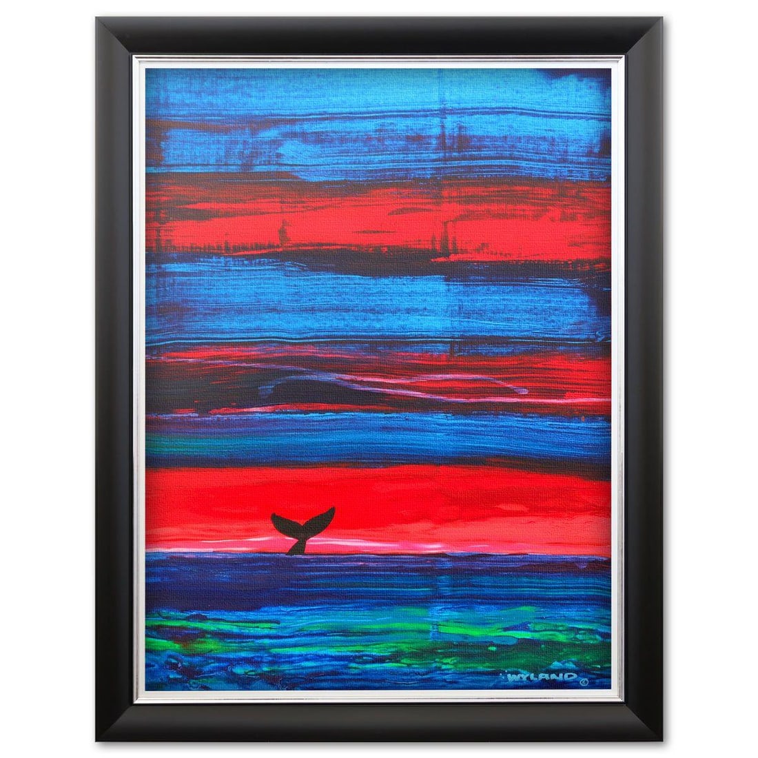 Wyland- Original Painting on Canvas "Abstract": Artist: Wyland. Medium: Original Painting on Canvas. Title: Abstract. Size: 48" x 36". Measures approx. 55.5" x 43" (framed). Signature: Hand signed. Certificate of Authenticity: Is included. Referenc