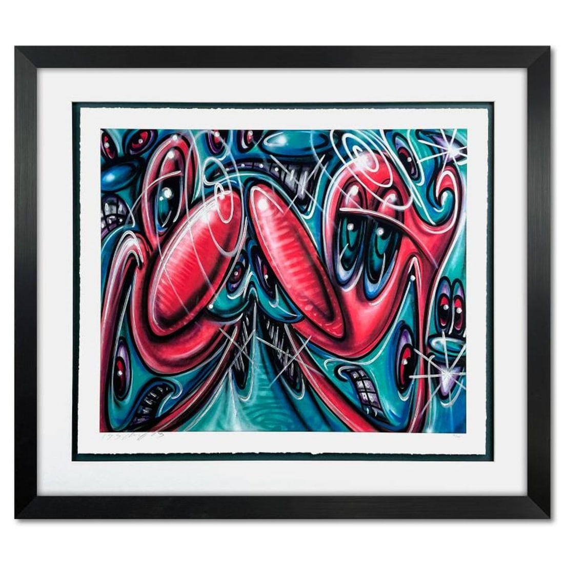 Kenny Scharf, "NEWAZY" Framed Limited Edition Silkscreen, Numbered 92/100 and Hand Signed with (1 of 2)