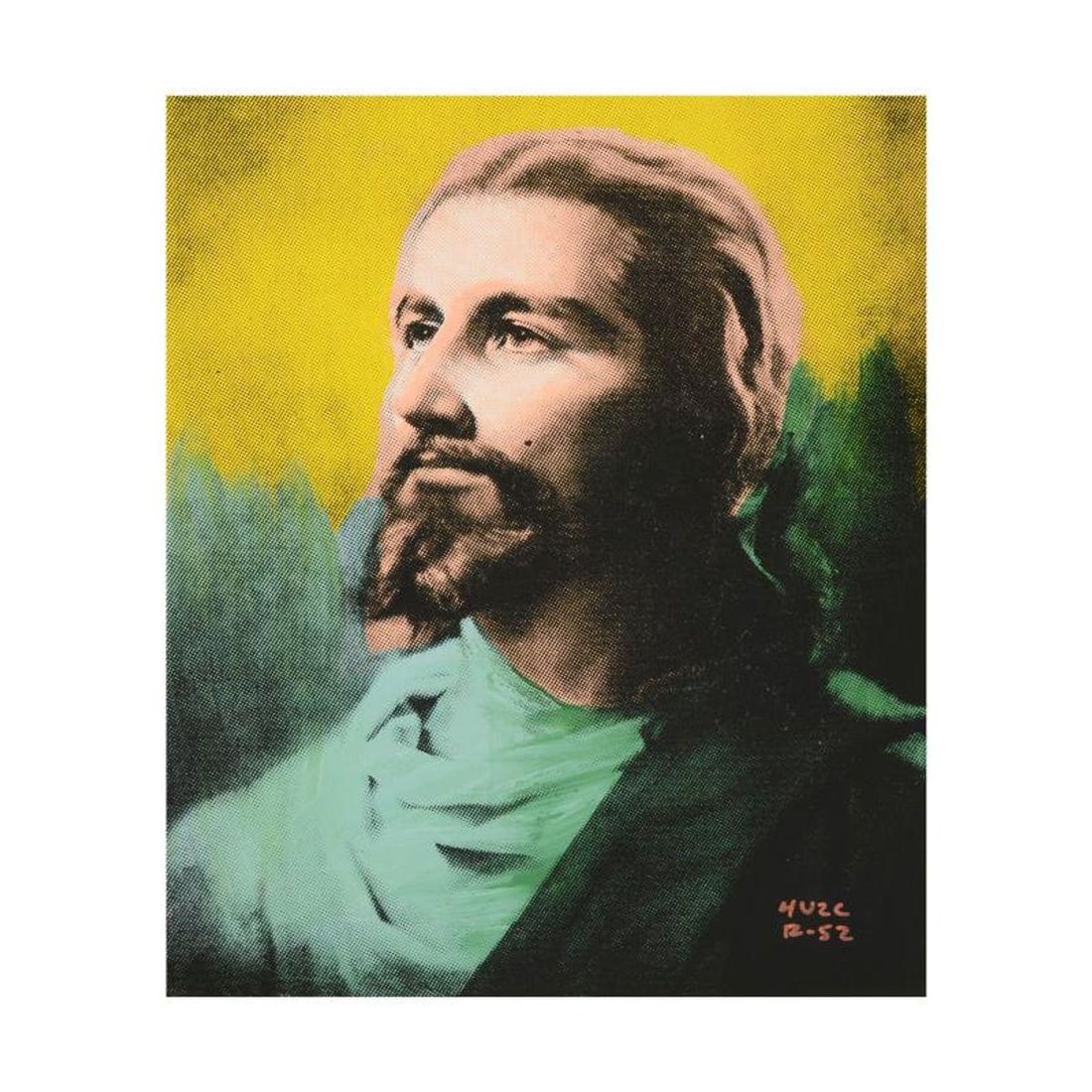 Ringo Daniel Funes, "Jesus" One-of-a-Kind Mixed Media on Canvas, Hand Signed with Certificate of: Jesus is a one-of-a-kind hand-pulled silkscreen and mixed media painting on canvas by Ringo (Daniel Funes) - protege of Andy Warhol's apprentice, Steve Kaufman. This piece is hand signed by the artist