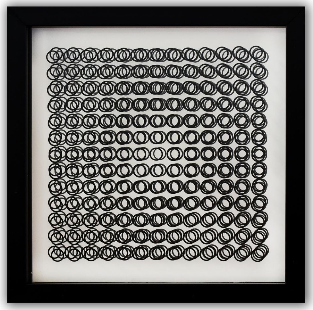 Victor Vasarely- 3D Wall Sculpture/object "Cinetiques": Artist: Victor Vasarely. Medium: 3D Wall Sculpture/object. Title: Cinetiques. Size: 10" x 10". Measures approx. 12" x 12" (framed). Additional: Custom Framed. 2 layers- Top layer printed on clear Luci
