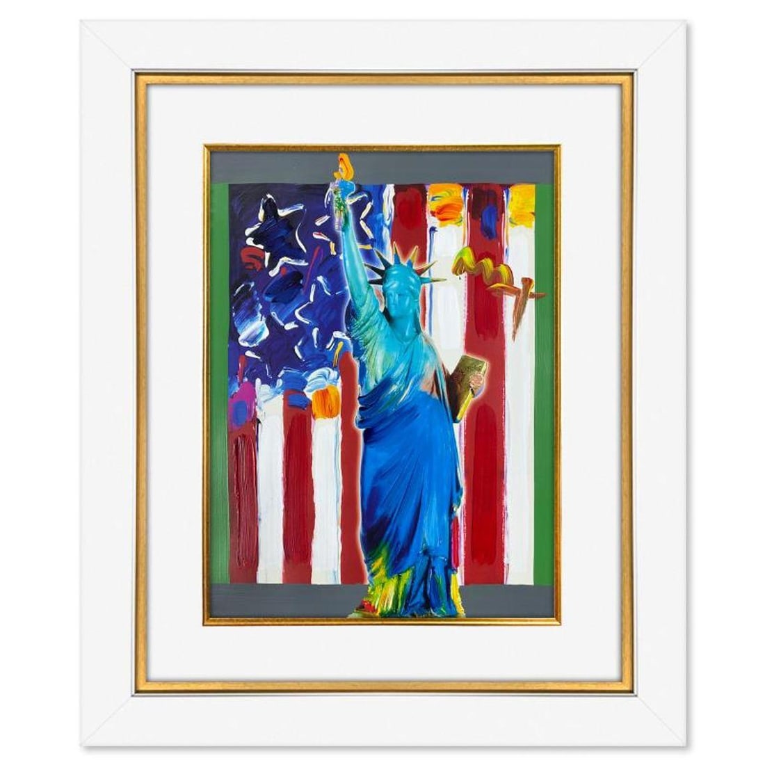 Peter Max, "United we Stand" Framed One-of-a-Kind Acrylic Mixed Media, Hand Signed with Registration (1 of 3)