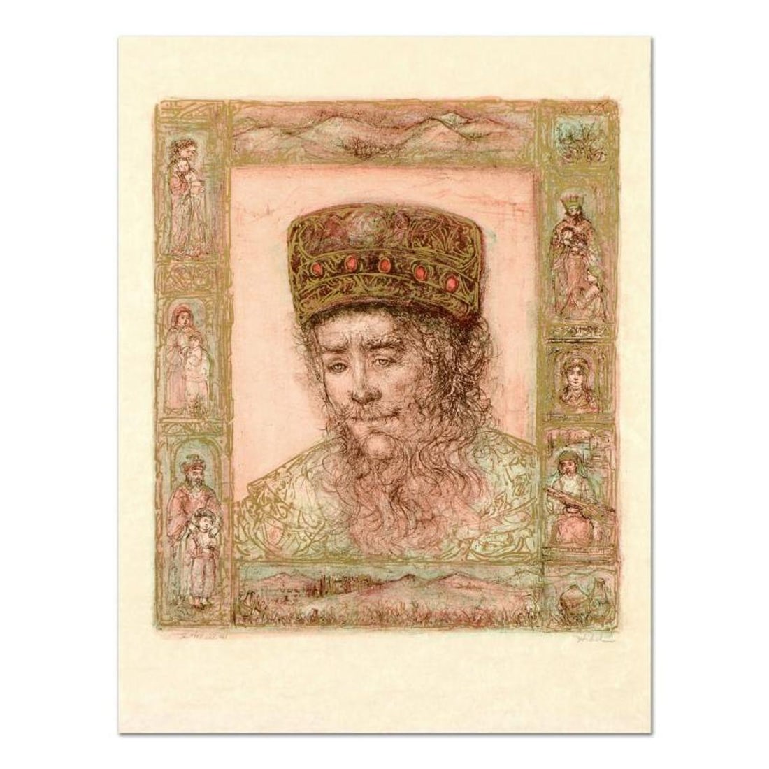Edna Hibel (1917-2014), "Solomon" Limited Edition Lithograph on Rice Paper, Numbered and Hand Signed (1 of 2)