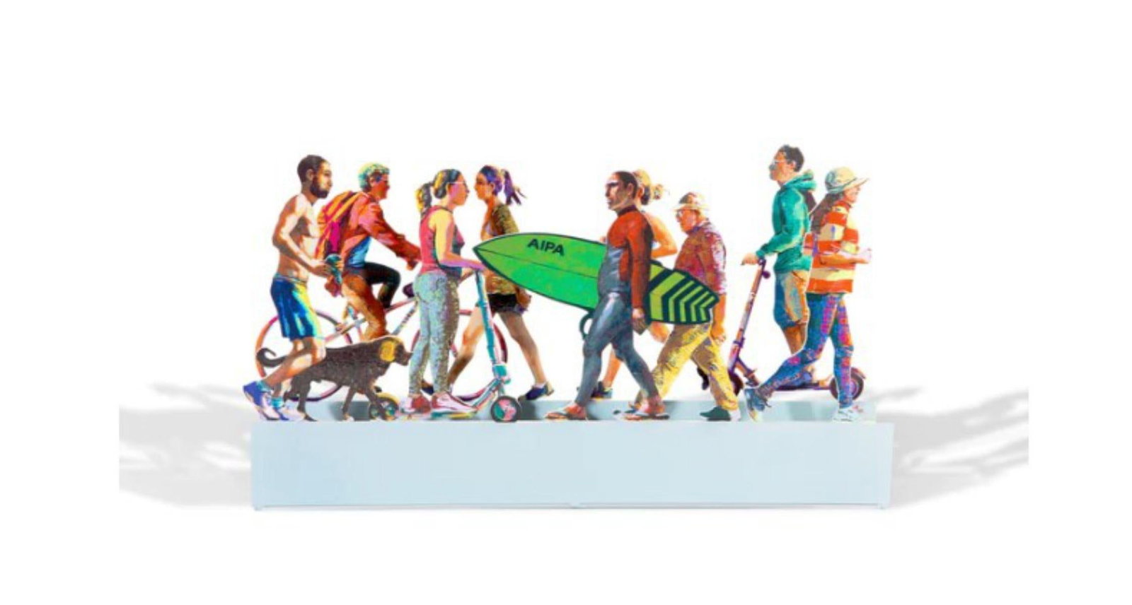 David Gerstein- Free Standing Sculpture "TEL AVIV PROMENADE": Artist: David Gerstein. Medium: Free Standing Sculpture. Title: TEL AVIV PROMENADE. Size: 11.8" x 1.6". Signature: Signed. Certificate of Authenticity: Is included. Additional: This piece is free stan