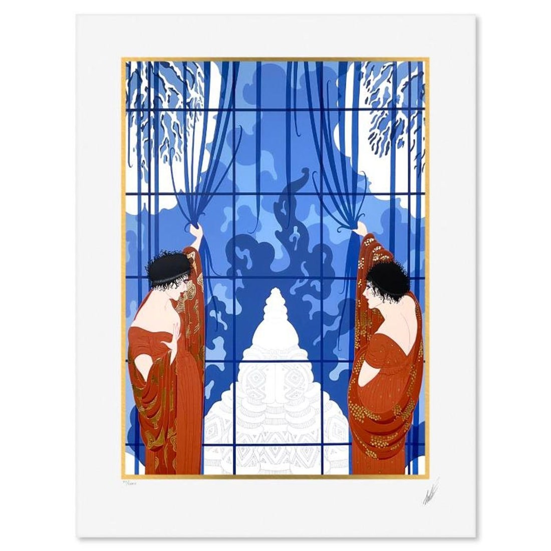 Erte (1892-1990), "Winters Arrival" Limited Edition Serigraph, Numbered XII/CXXV and Hand Signed (1 of 2)