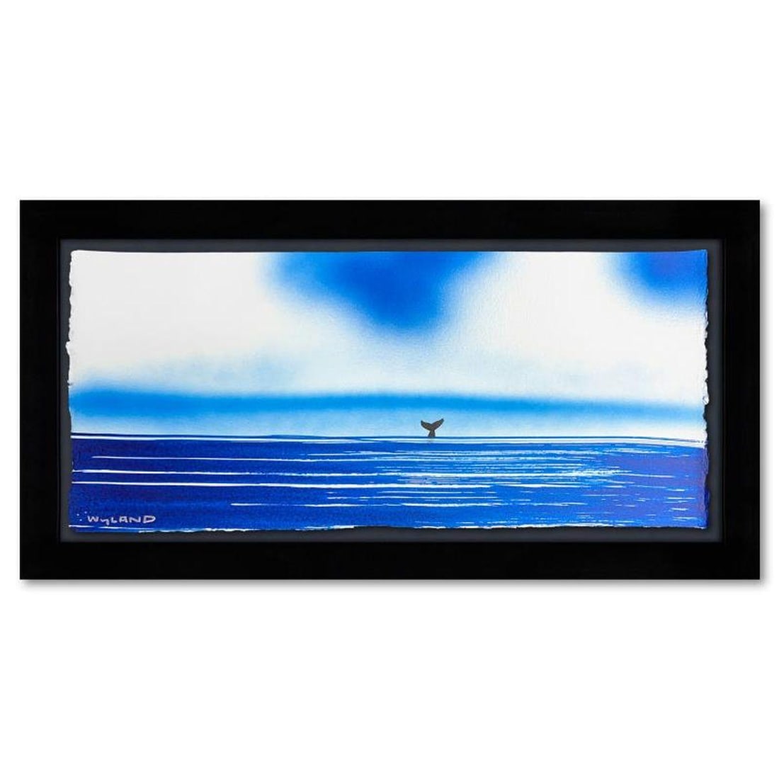 Wyland, "Fluke" Framed, Hand Signed Original Painting with Letter of Authenticity.: Fluke is an original painting acrylic on deckle edge paper by Wyland. Hand signed by the artist, the piece comes custom framed and with a letter of authenticity. Measures approximately 14.5" x 26.5"