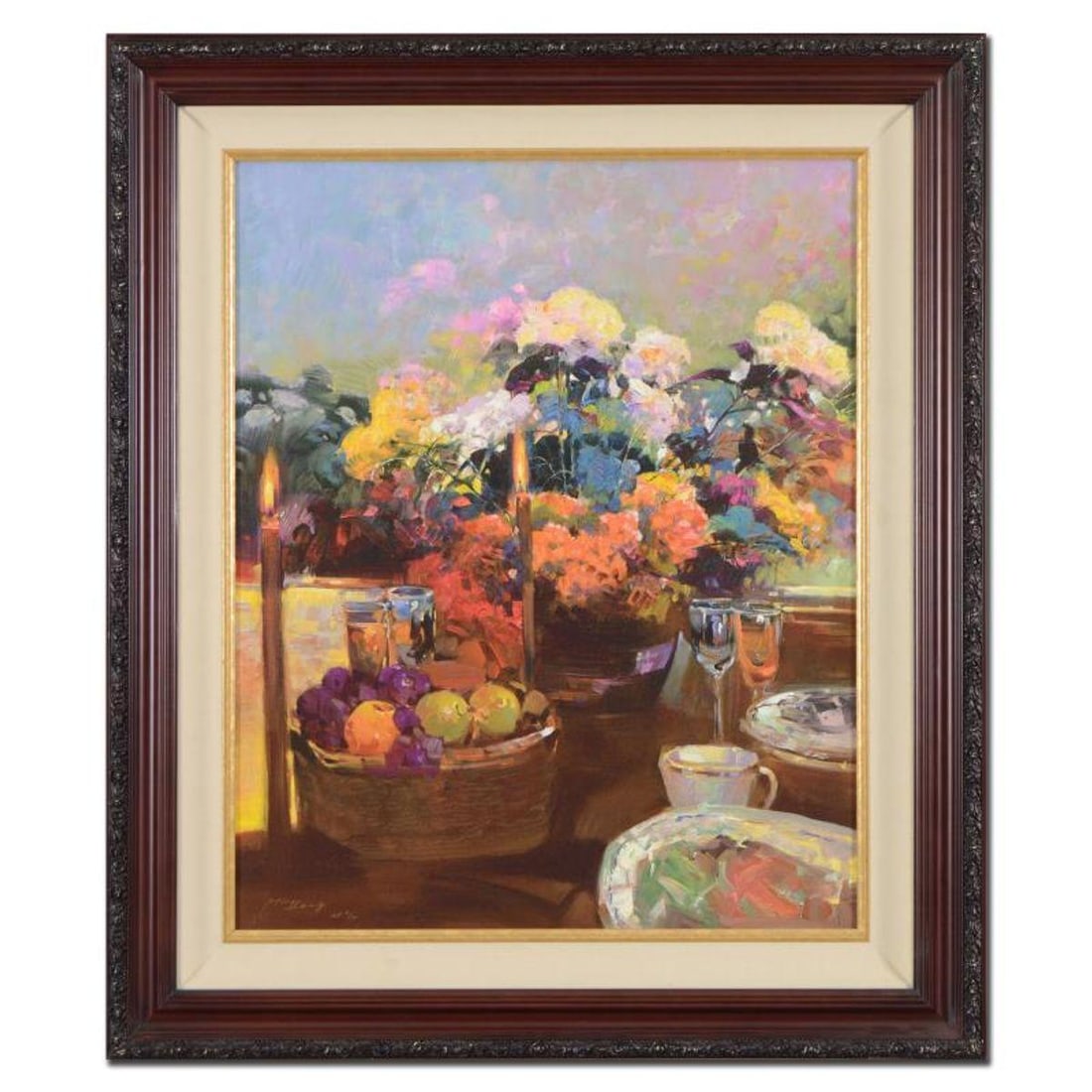 Ming Feng, "Candlelight Dinner" Framed Hand Embellished Limited Edition on Canvas, AP Numbered 5/10: Candlelight Dinner is a hand embellished limited edition giclee on canvas by Ming Feng, AP numbered 5/10 and hand signed by the artist. This piece comes framed. Includes Letter of Authenticity. Measur