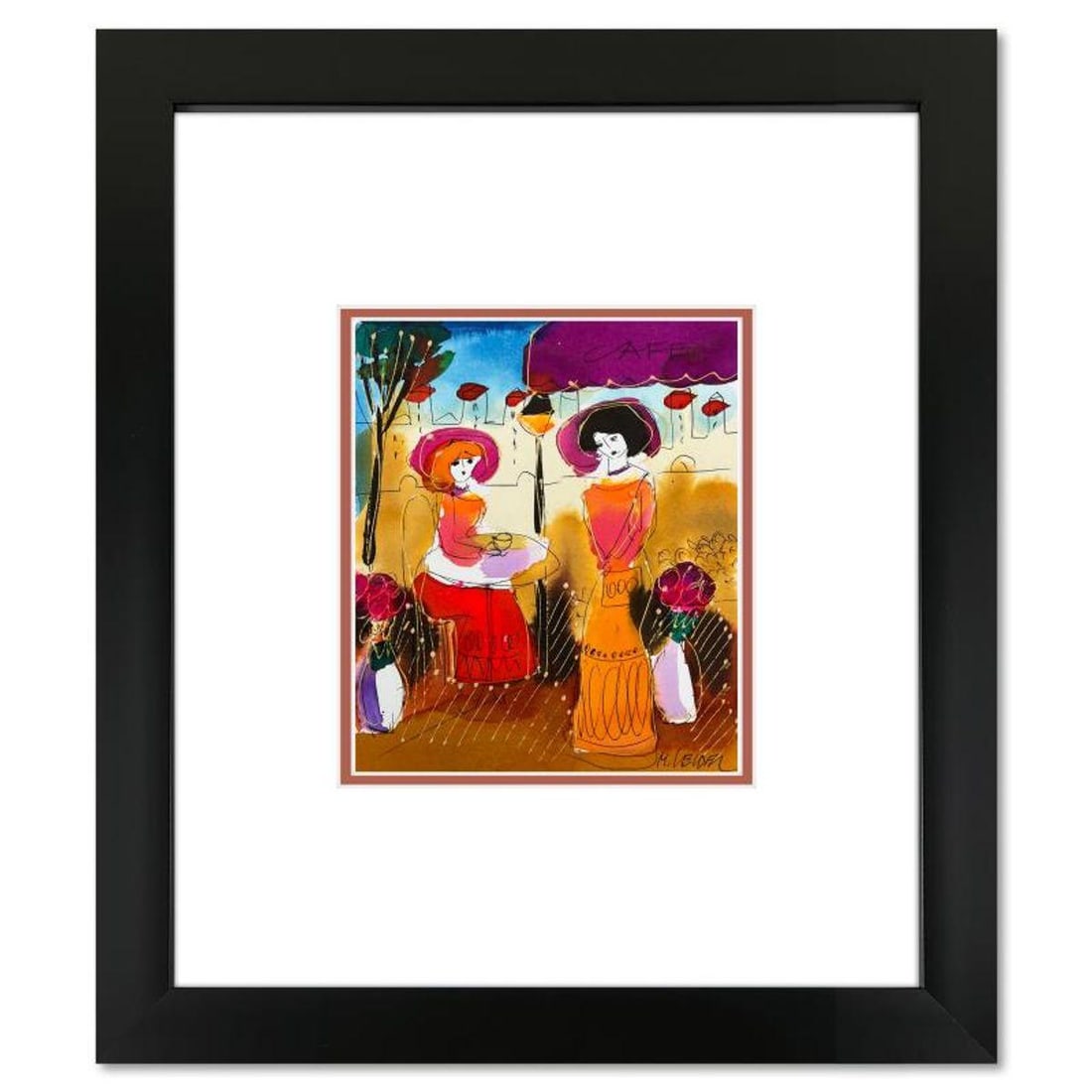 Moshe Leider, Framed Original Mixed Media Watercolor Painting, Hand Signed with Letter of (1 of 2)