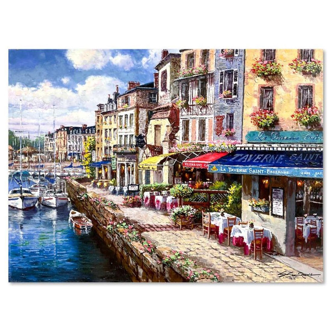 Sam Park, "Harbor at Honfleur" Hand Embellished Limited Edition Printer's Proof on Canvas, Numbered: Harbor at Honfleur is a hand embellished limited edition printer's proof on stretched canvas by Sam Park, numbered 1/5 and hand signed by the artist. Includes Letter of Authenticity. Measures approx. 