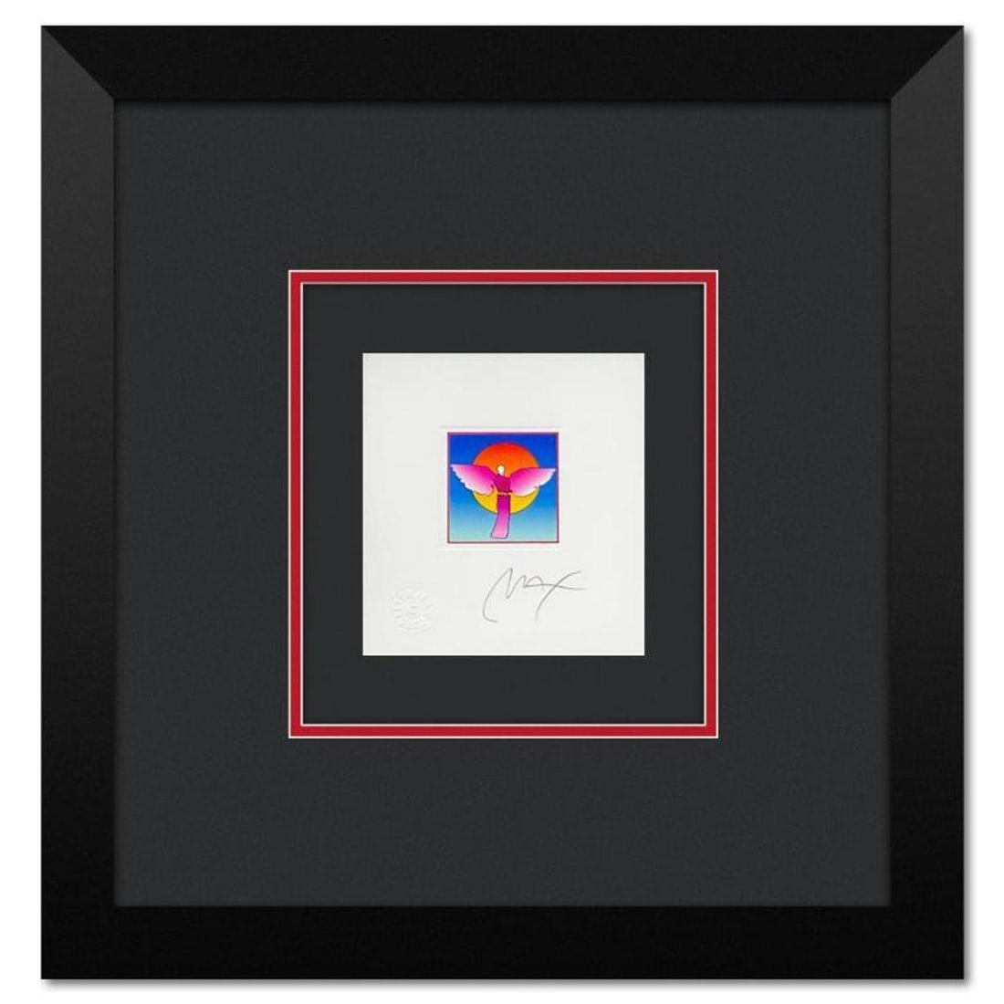 Peter Max, "Angel with Sun Ver II" Framed Limited Edition Lithograph, Numbered and Hand Signed with: Angel with Sun Ver II is a limited edition lithograph on paper by Peter Max, numbered and hand signed by the artist. This piece comes framed. Includes Certificate of Authenticity from Peter Max Studio