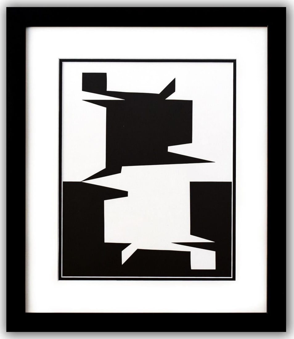 Victor Vasarely- Heliogravure Print "Untitled": Artist: Victor Vasarely. Medium: Heliogravure Print. Title: Untitled. Size: 14" x 11". Measures approx. 21" x 18" (framed). Additional: Custom Framed. Reference#: 21421.