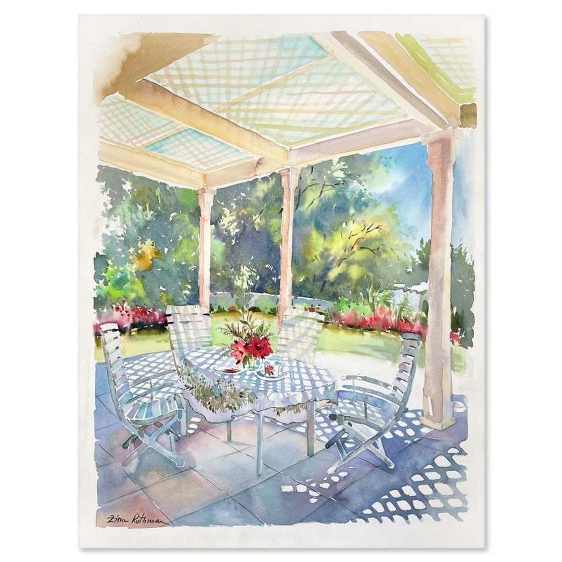 Zina Roitman, Hand Signed Original Painting with Letter of Authenticity.: This is an untitled original painting on paper by Zina Roitman. The piece is hand signed and comes with a letter of authenticity. Measures approximately 30" x 23".