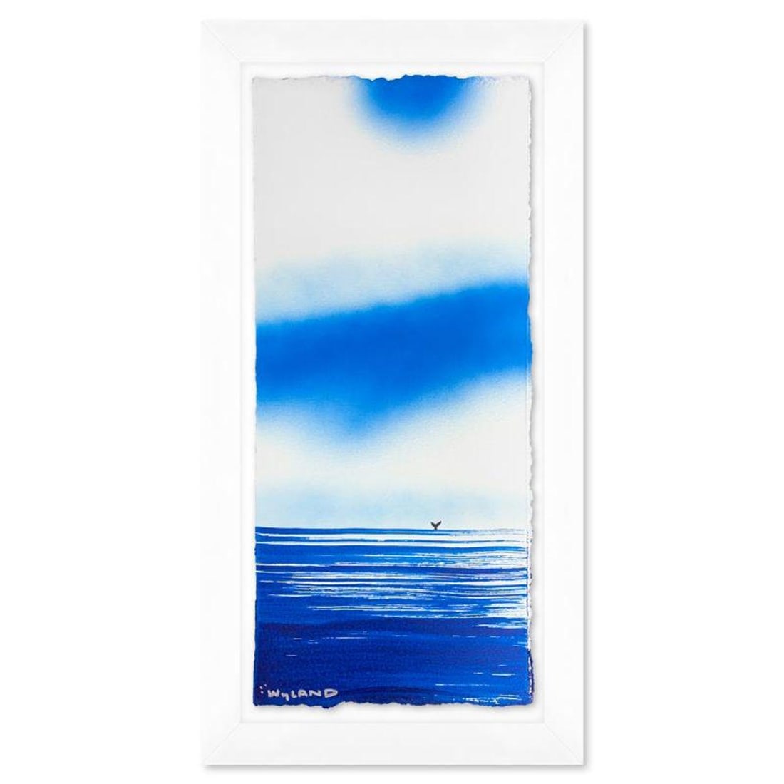 Wyland, "Fluke" Framed, Hand Signed Original Painting with Letter of Authenticity.: Fluke is an original painting acrylic on deckle edge paper by Wyland. Hand signed by the artist, the piece comes custom framed and with a letter of authenticity. Measures approximately 26.5" x 14.5" (