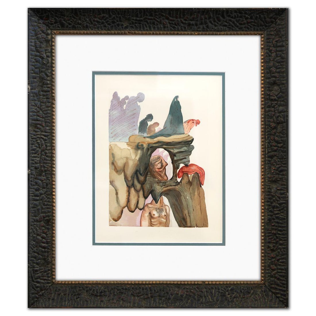 Salvador Dali- Original Color Woodcut on B.F.K. Rives Paper "Inferno 22" (1 of 2)