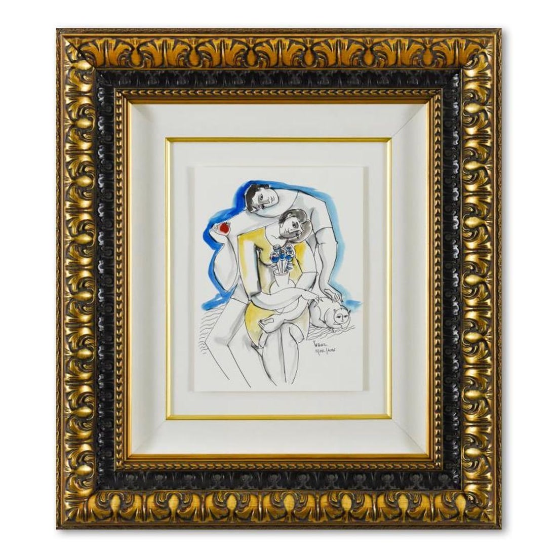 Yuroz, Framed Original Mixed Media Watercolor Painting, Hand Signed with Letter of Authenticity. (1 of 2)