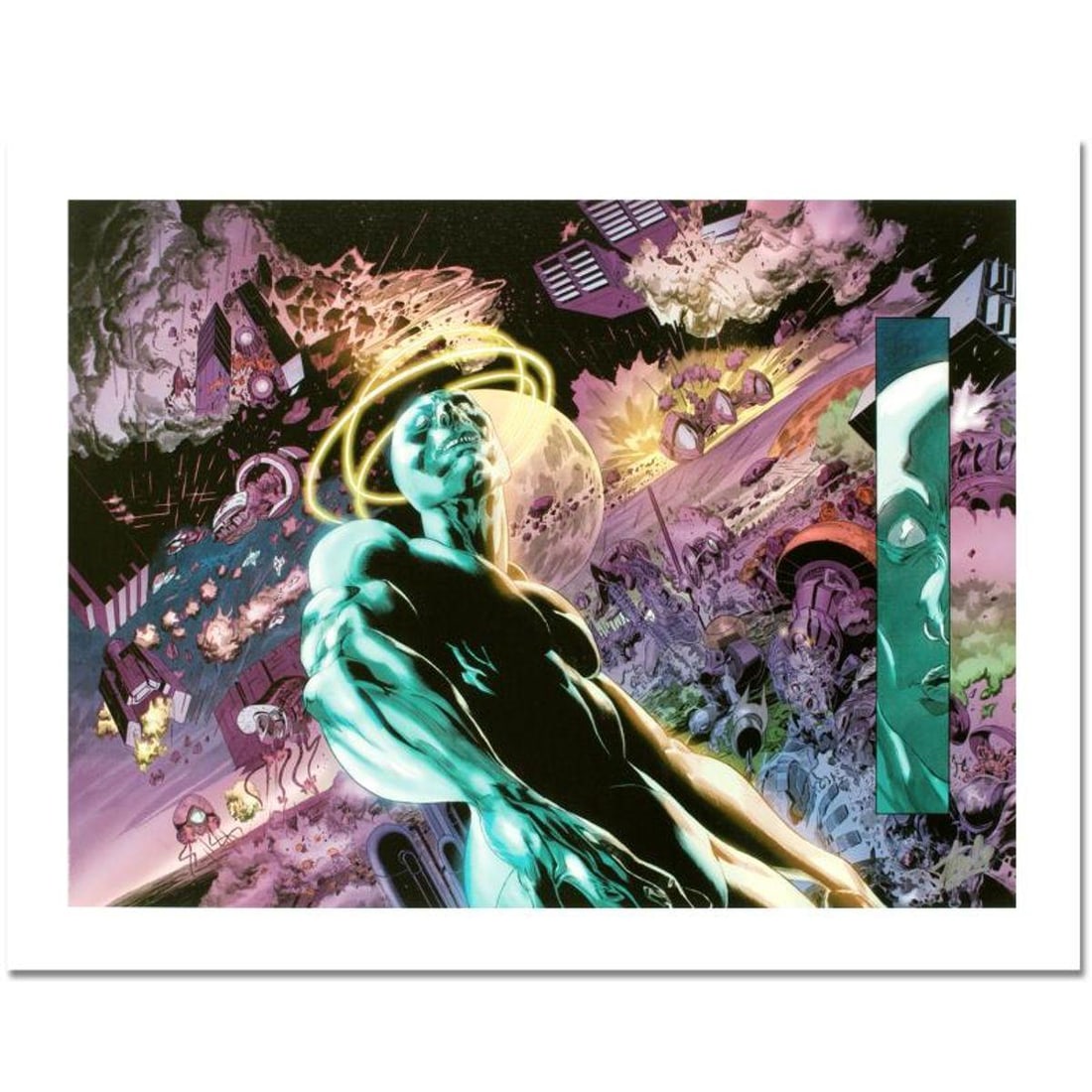Stan Lee Signed, Marvel Comics "Silver Surfer: In Thy Name #3" Limited Edition Canvas, Numbered 5/10: Silver Surfer: In Thy Name #3 is a limited edition giclee on canvas with art by Tan Eng Huat . Officially licensed by Marvel, this piece is numbered 5/10 and hand signed by creative legend Stan Lee (1