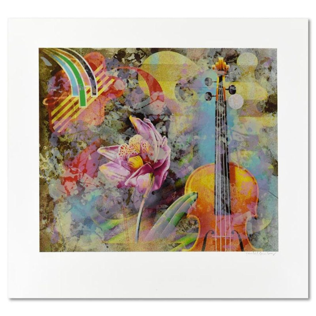 Yankel Ginzburg, "Musical Fantasy" Limited Edition Serigraph from an AP Edition, Hand Signed with: Musical Fantasy is a limited edition serigraph from an AP edition on paper by Yankel Ginzburg, hand signed by the artist. Includes Letter of Authenticity. Measures approx. 38" x 36" (border), 30" x 25