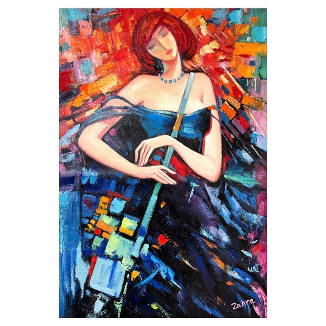 Zahra, Original Acrylic Painting on Canvas, Hand Signed with Letter of Authenticity.: This is an original acrylic painting on canvas by Zahra, hand signed by the artist. Includes Letter of Authenticity. Measures approx. 30" x 20" (image).