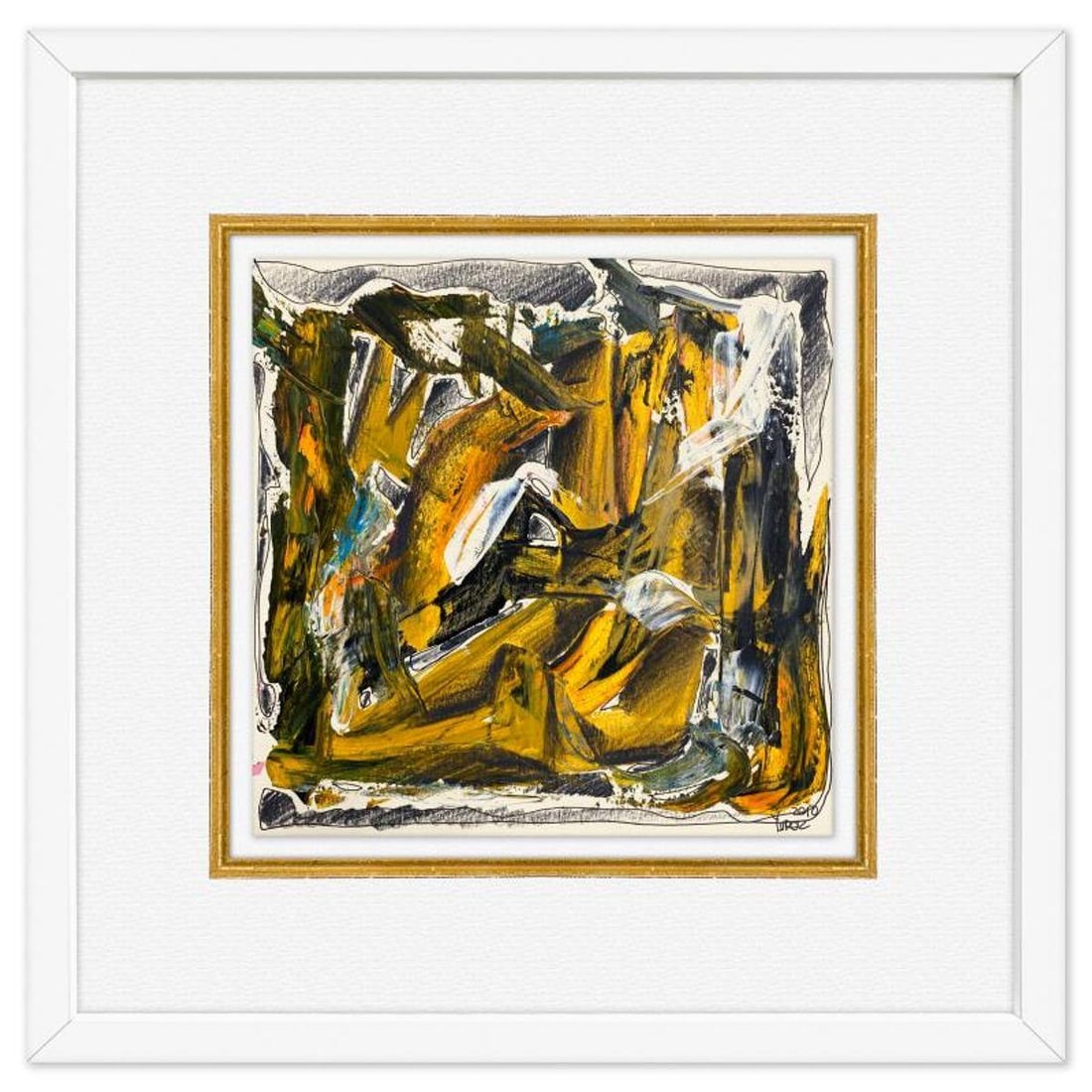 Yuroz, Framed Original Painting, Hand Signed with Letter of Authenticity.: This is an original painting on paper by Yuroz, hand signed by the artist. This piece comes custom framed on linen. Includes Letter of Authenticity. Measures approx. 18" x 18" (frame), 10" x 10" (imag