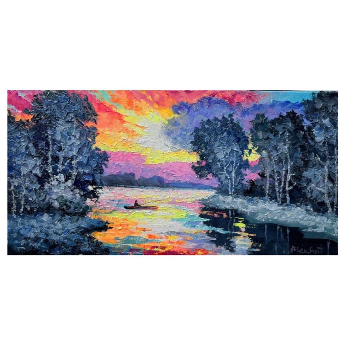 Alexander Antanenka, "Reflection Of Sunset" Hand Signed Original Painting on Canvas with Letter of (1 of 2)
