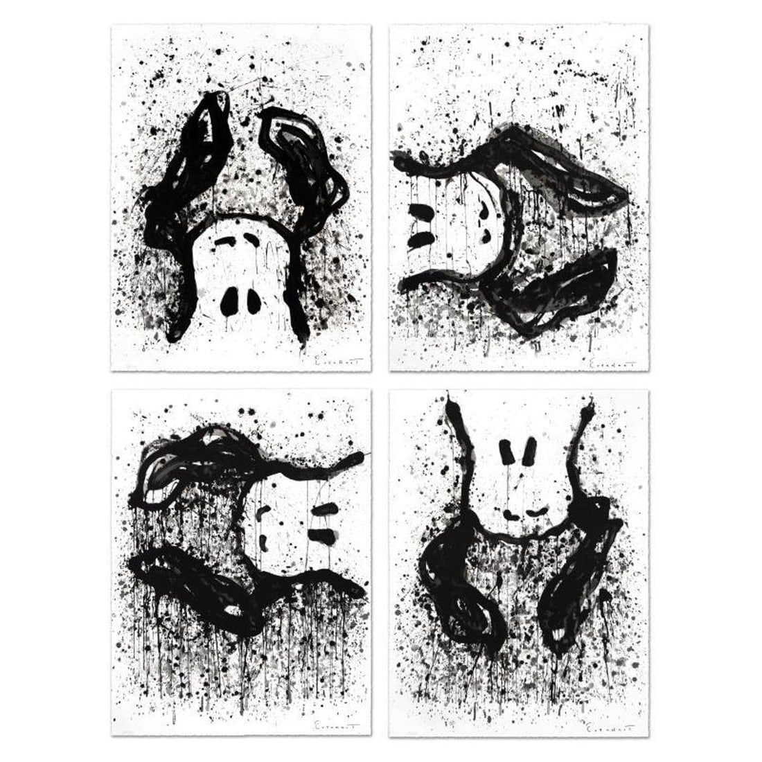 Watchdogs 3-6-9-12 O'Clock Suite of Four Limited Edition Hand Pulled Original Lithographs by Tom: Watchdog 3 O'Clock, Watchdog 6 O'Clock, Watchdog 9 O'Clock and Watchdog 12 O'Clock are all in a Suite of four limited edition hand pulled original lithographs on museum quality deckle-edge paper, each