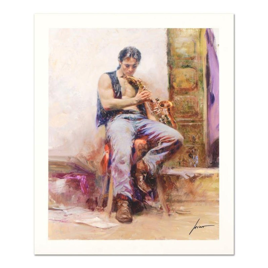 Pino (1939-2010) "Music Lover" Limited Edition Giclee. Numbered and Hand Signed; Certificate of: Music Lover is a limited edition giclee on paper by Pino (1939-2010). The piece comes numbered and is hand signed by the artist. Includes Certificate of Authenticity. Measures approximately 20 x 16"