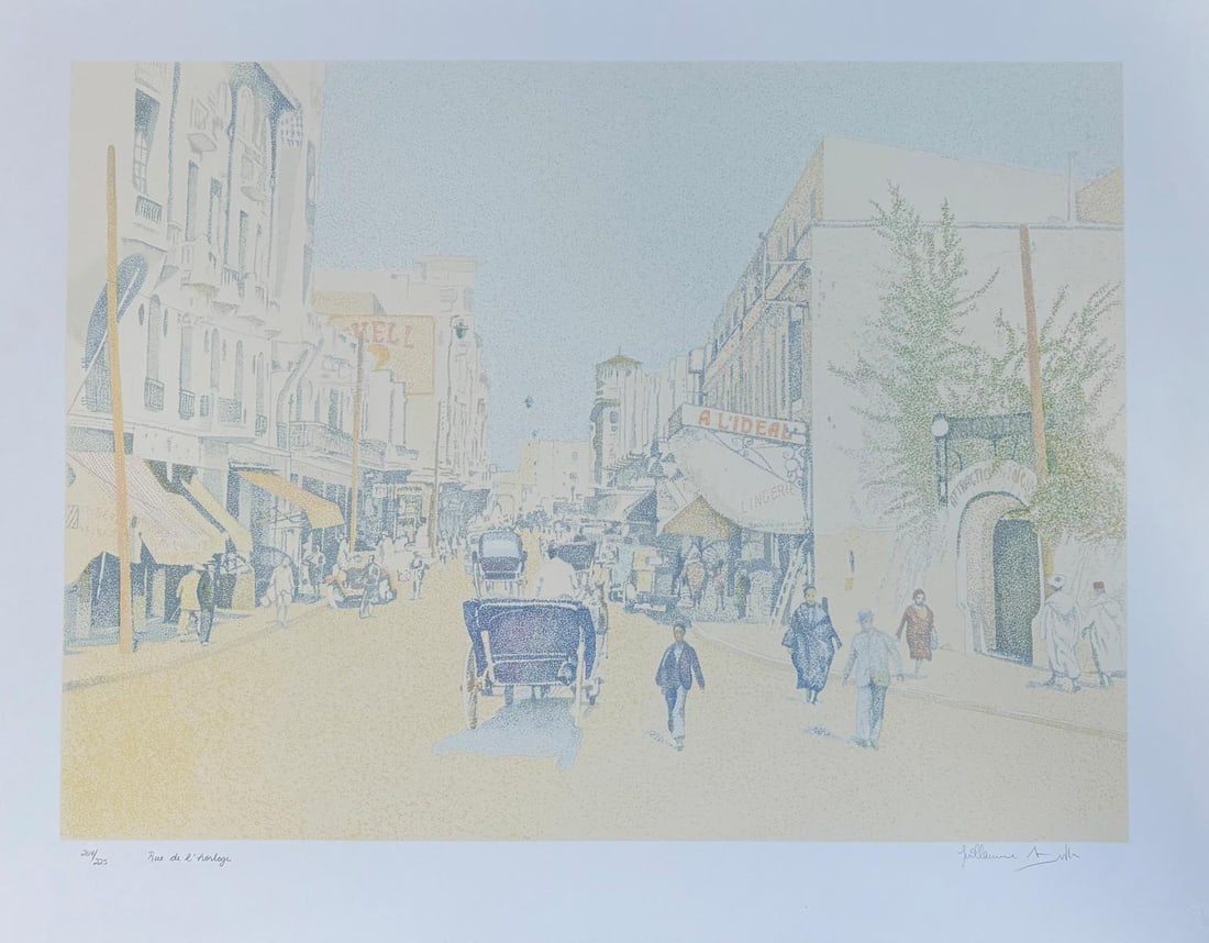 Guillaume Azoulay- Serigraph on paper "Rue DLorloge": Artist: Guillaume Azoulay. Medium: Serigraph on paper. Title: Rue DLorloge. Size: 30" x 40". Signature: Hand Signed and numbered. Reference#: 74659.