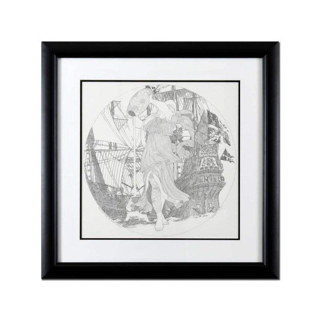 Guillaume Azoulay, "Preliminary Sketch for Aquarius" Framed Original Drawing, Hand Signed with: Preliminary Sketch for Aquarius is an original drawing on paper by Guillaume Azoulay, hand signed by the artist. This piece was used for a master for a limited edition. This piece comes custom