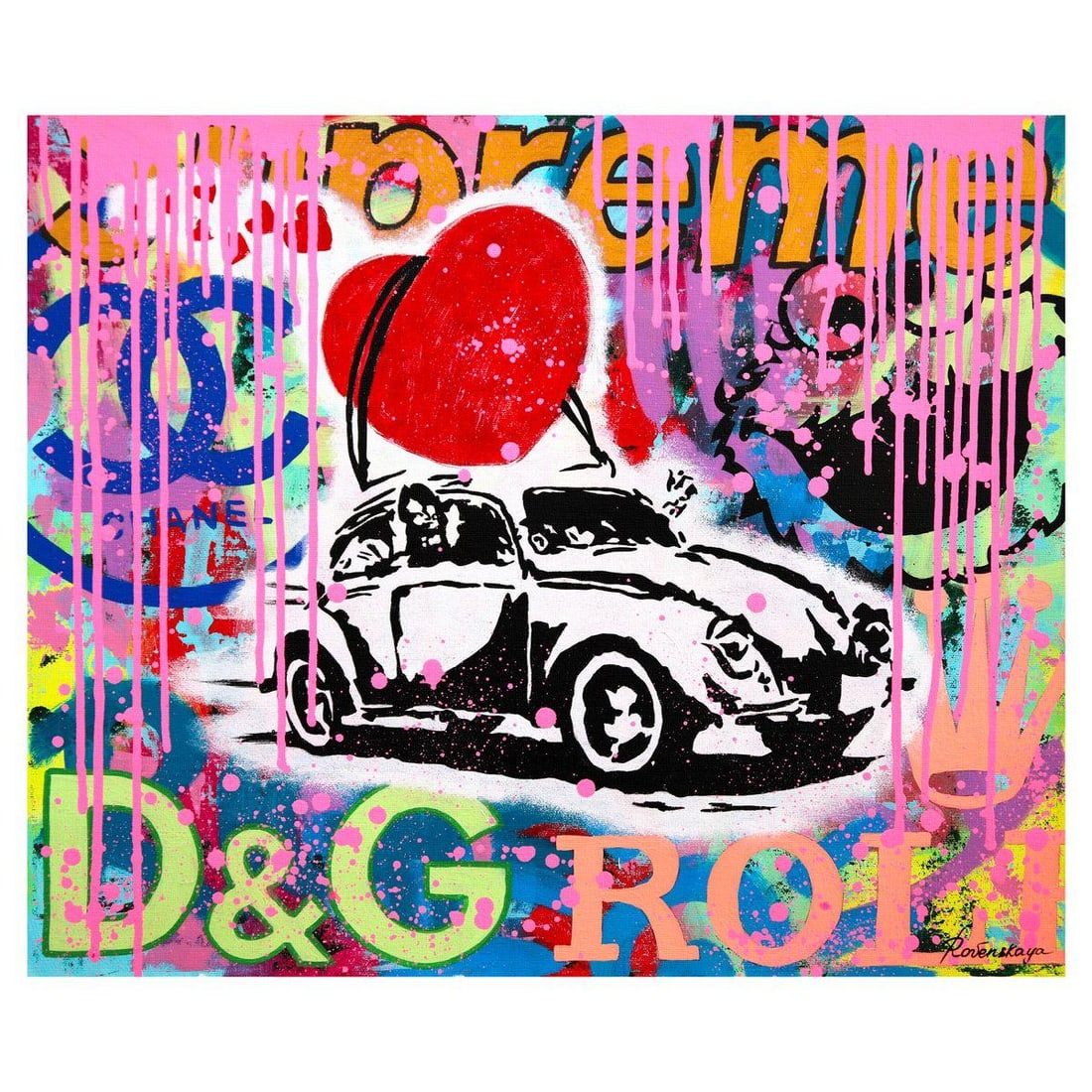 Nastya Rovenskaya- Original Oil on Canvas "Love Bug": Artist: Nastya Rovenskaya. Medium: Original Oil on Canvas. Title: Love Bug. Size: 20" x 24". Signature: Hand Signed. Certificate of Authenticity: Is included. Reference#: 36707.