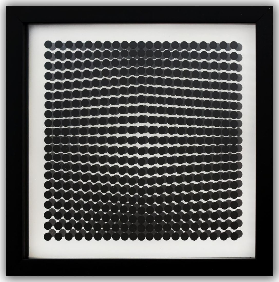 Victor Vasarely- 3D Wall Sculpture/object "Cinetiques": Artist: Victor Vasarely. Medium: 3D Wall Sculpture/object. Title: Cinetiques. Size: 10" x 10". Measures approx. 12" x 12" (framed). Additional: Custom Framed. 2 layers- Top layer printed on clear Luci