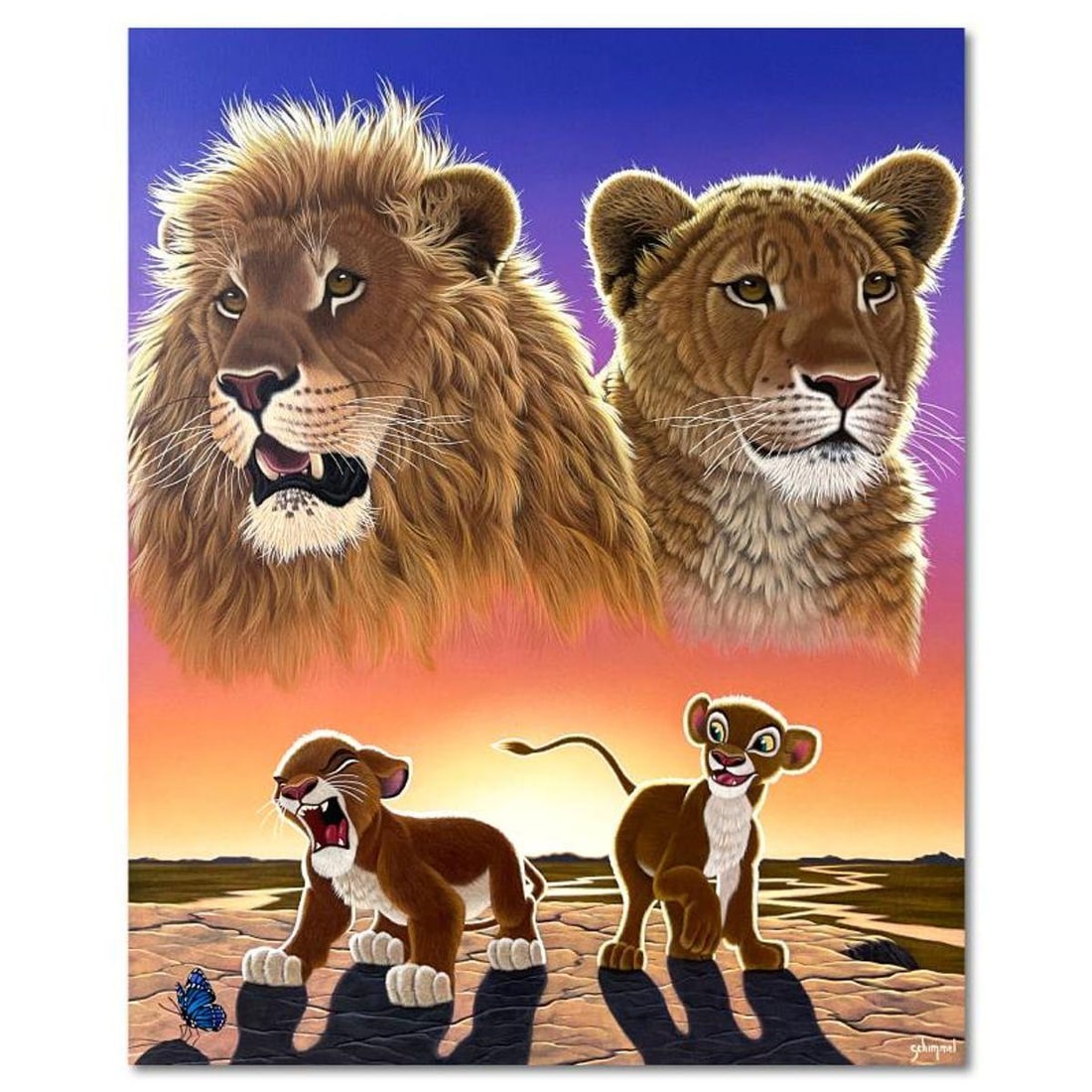 William Schimmel, "Heirs to the Throne" Original Acrylic Painting on Canvas, Hand Signed with Letter (1 of 3)