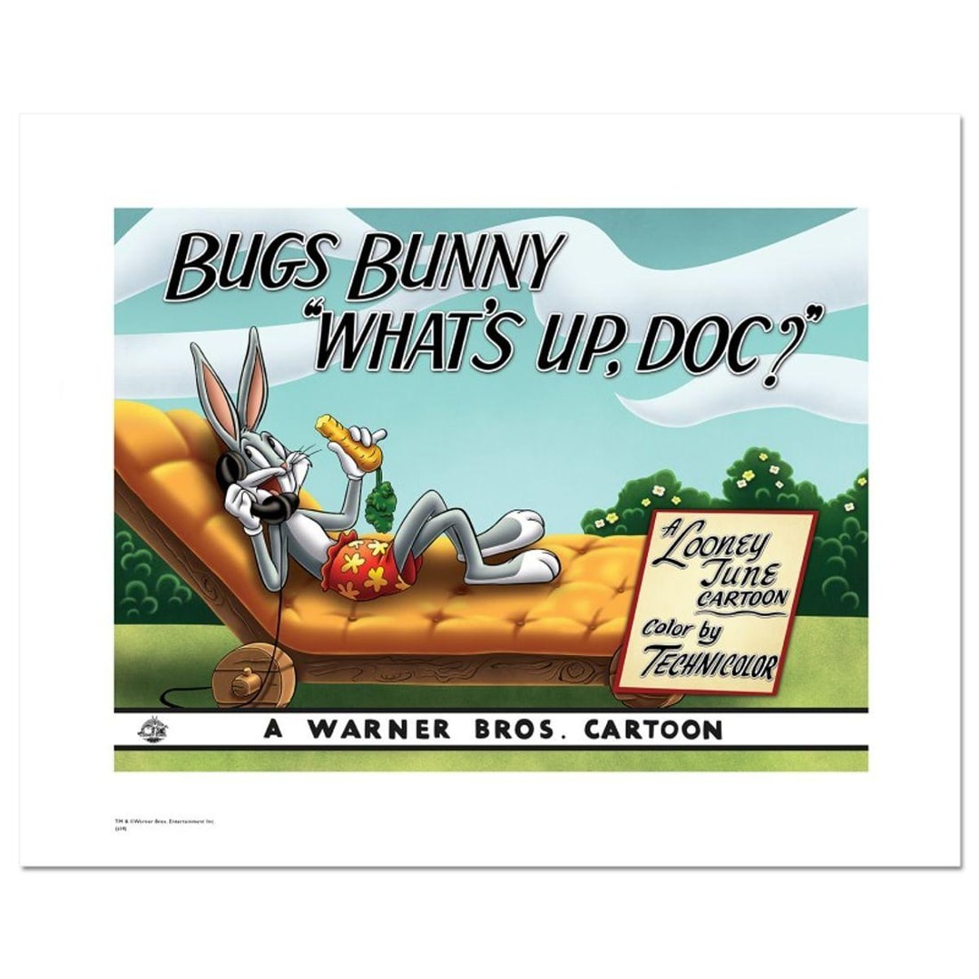What's Up Doc, Bugs Bunny Limited Edition Giclee from Warner Bros., Numbered with Hologram Seal and: What's Up Doc - Bugs Bunny is a limited edition giclee on paper from Warner Bros., numbered with hologram seal of Authenticity. This image was originally used as a "lobby card" displayed in theater lo