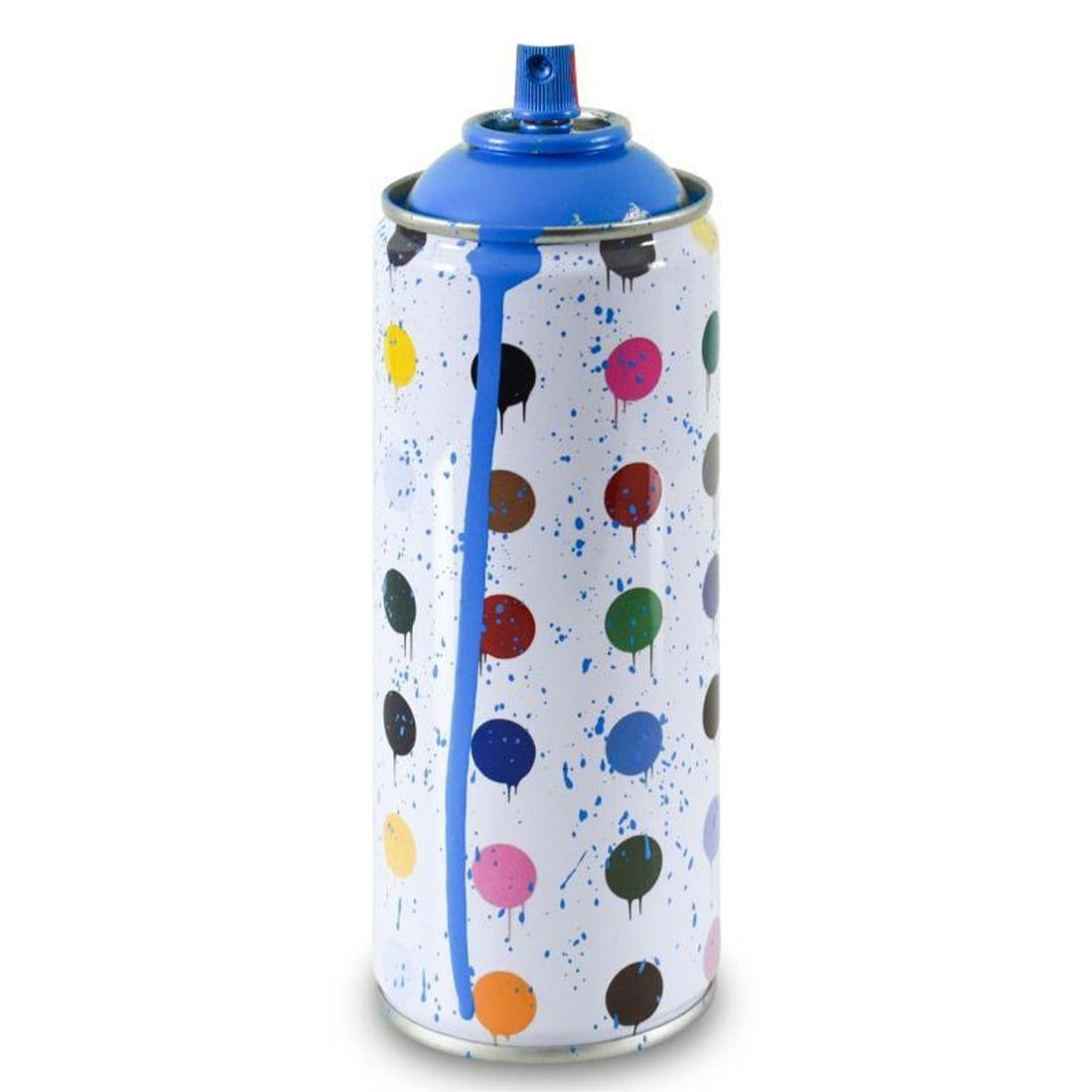 Mr. Brainwash, "Hirst Dots (Cyan)" Limited Edition Hand Painted Spray Can with Plate Signature. (1 of 3)