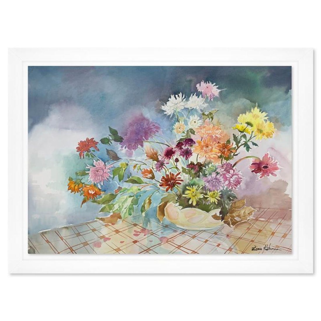 Zina Roitman, Framed Hand Signed Original Painting with Letter of Authenticity.: This is an untitled original painting on paper by Zina Roitman. The piece is hand signed, framed, and comes with a letter of authenticity. Measures approximately 25.5" x 33.5" (framed), 21.5" x 29.5" 