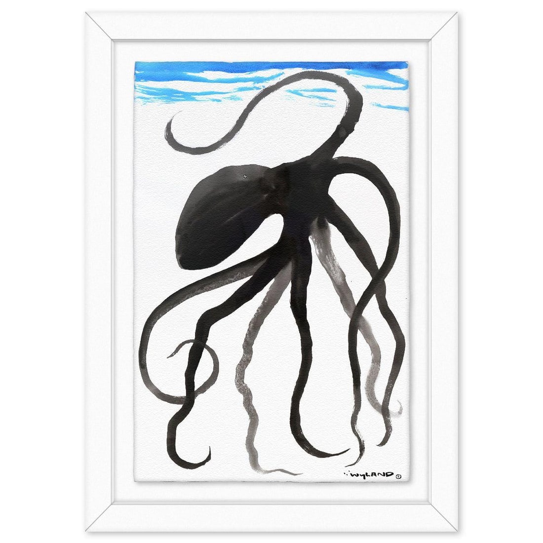 Wyland- Original Sumi Ink Painting "Octopus": Artist: Wyland. Medium: Original Sumi Ink Painting. Title: Octopus. Size: 40" x 26". Measures approx. 49" x 35" (framed). Signature: Hand signed by the artist. Certificate of Authenticity: Is included
