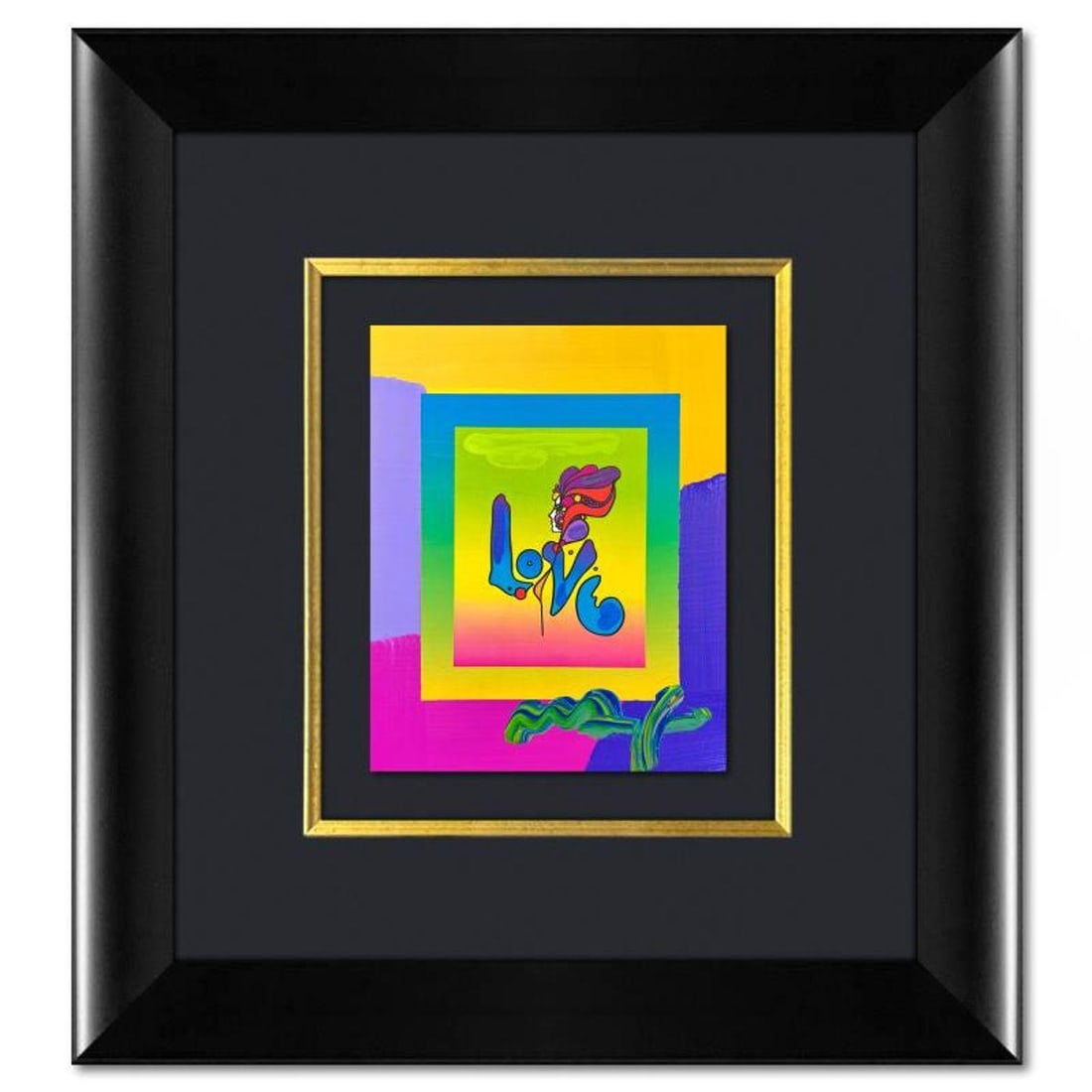 Peter Max, "Love" Framed One-of-a-Kind Acrylic Mixed Media, Hand Signed with Registration Number (1 of 2)