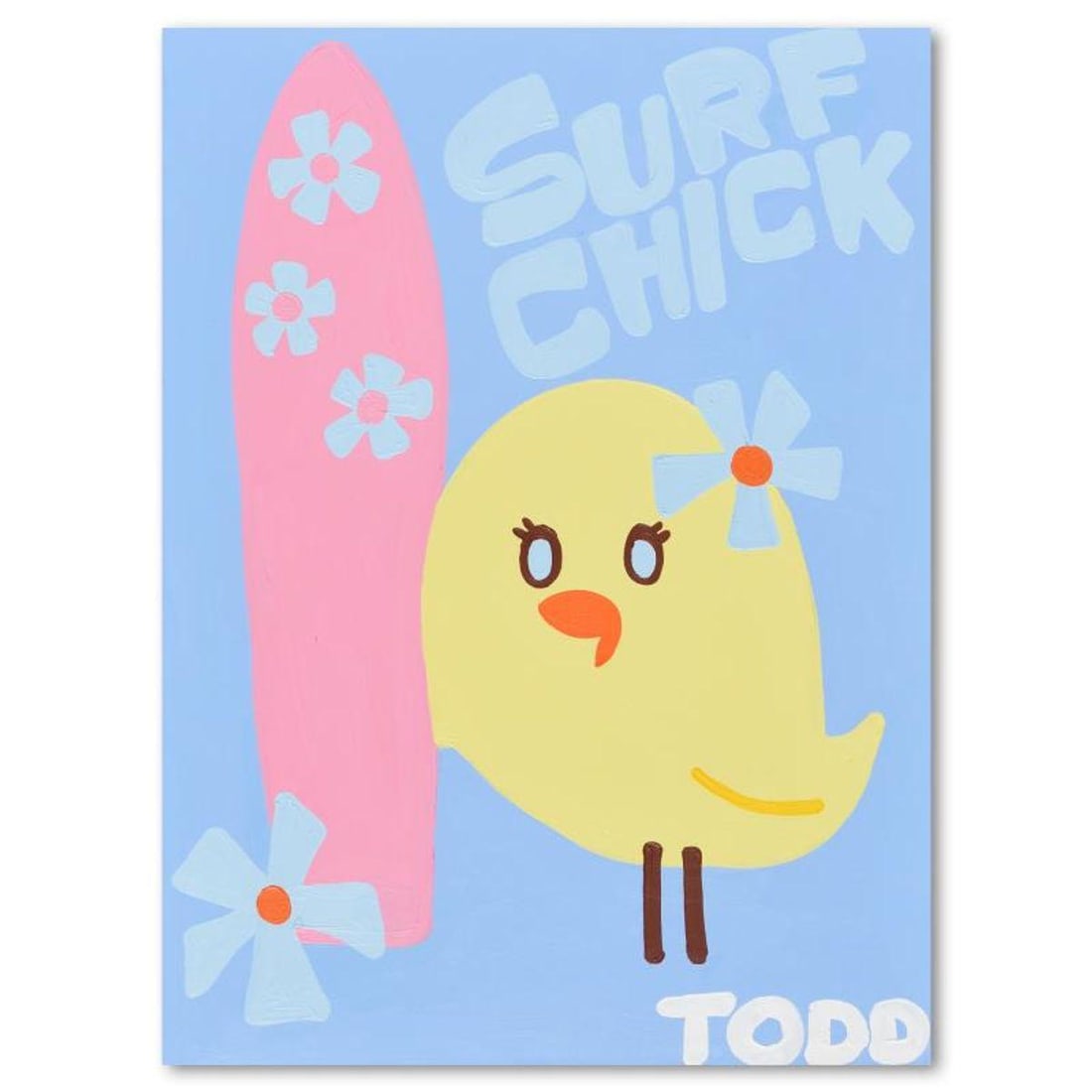 Todd Goldman, "Surf Chick" Original Acrylic Painting on Gallery Wrapped Canvas (36" x 48"), Hand: Surf Chick is an original acrylic painting on gallery wrapped canvas by Todd Goldman, hand signed by the artist. Includes Letter of Authenticity. Measures approx. 36" x 48" (image). Due to the way thi