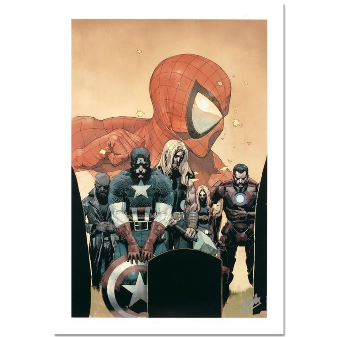 Stan Lee Signed, Marvel Comics "Ultimate Avengers Vs. New Ultimates #6" Limited Edition Canvas 5/10: Ultimate Avengers Vs. New Ultimates #6 is a limited edition giclee on canvas with art by Leinil Francis Yu. Officially licensed by Marvel, this piece is numbered 5/10 and hand signed by creative