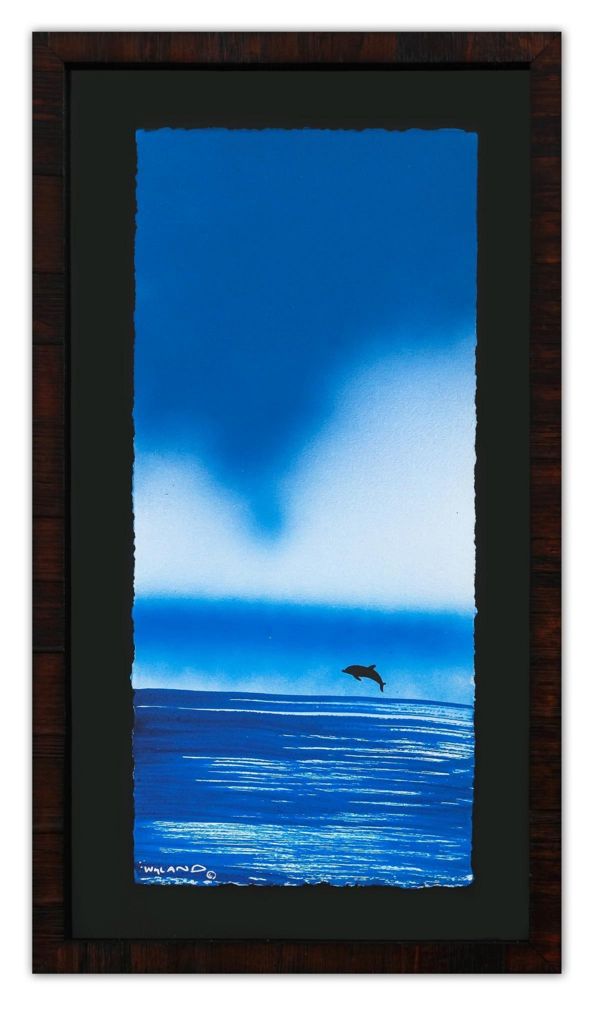 Wyland- Original Watercolor Painting on Deckle Edge Paper "Fluke": Artist: Wyland. Medium: Original Watercolor Painting on Deckle Edge Paper. Title: Fluke. Size: 22" x 10". Measures approx. 28" x 16" (framed). Signature: Hand Signed by the artist. Certificate of Auth