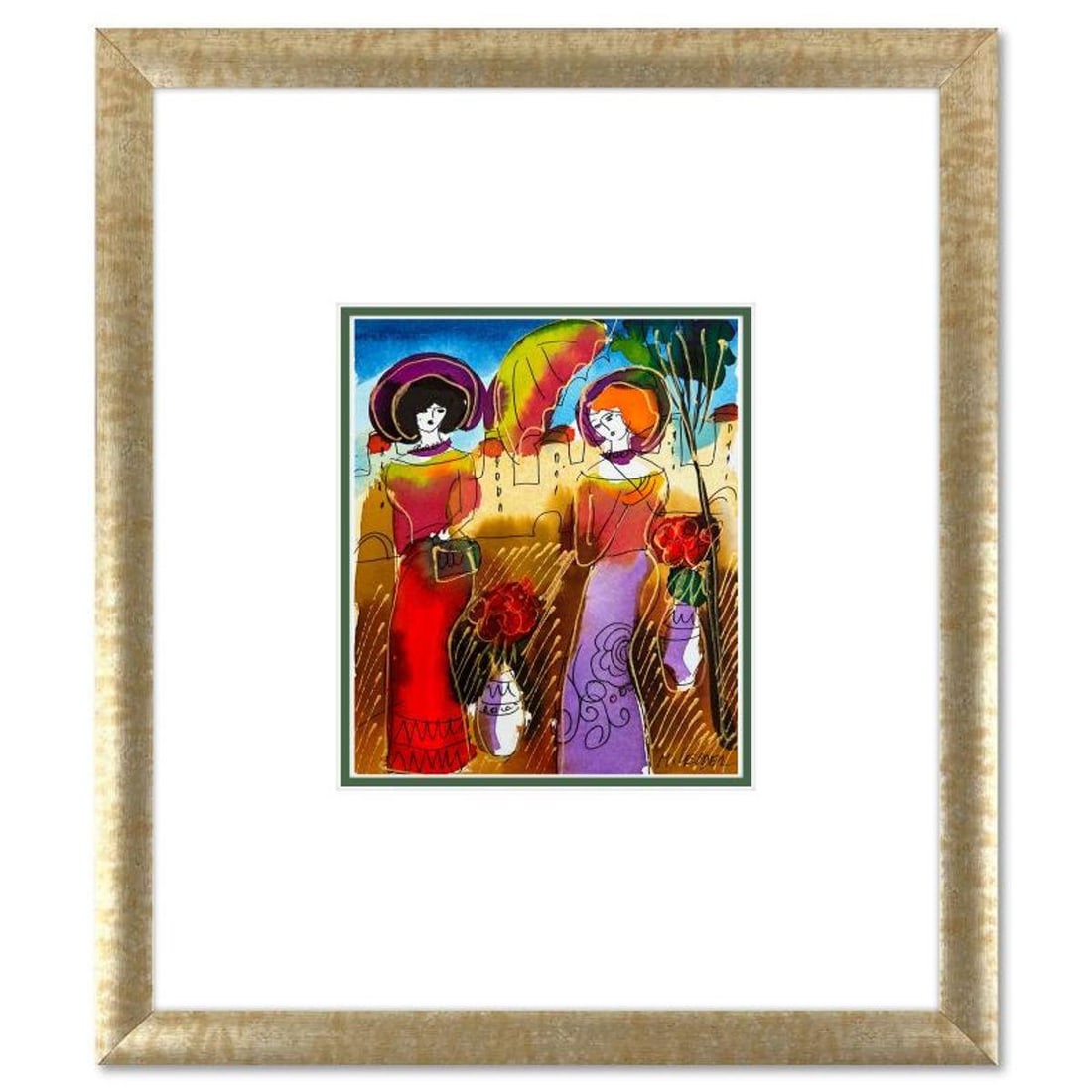 Moshe Leider, Framed Original Mixed Media Watercolor Painting, Hand Signed with Letter of (1 of 2)