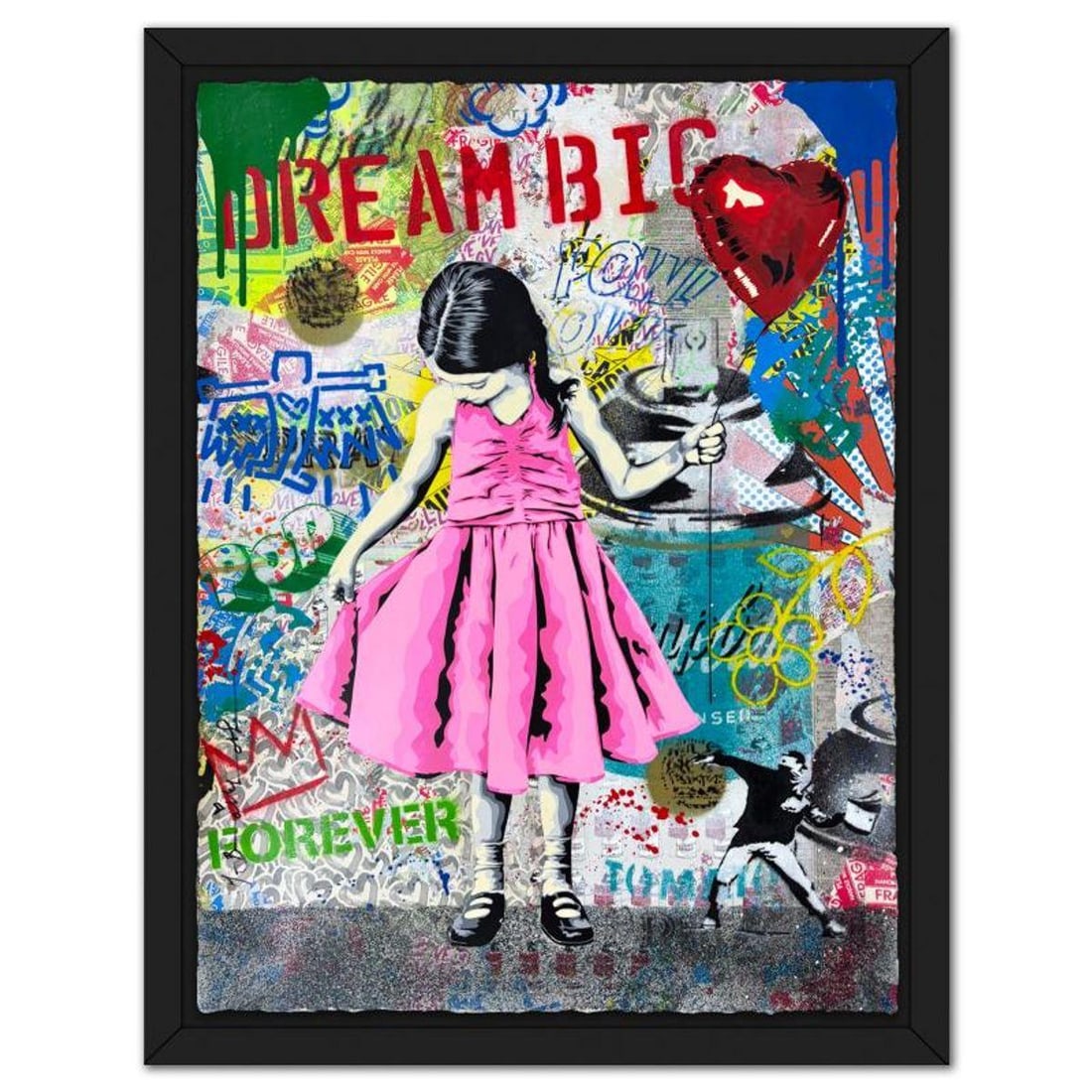 Mr Brainwash, '"Beautiful Girl" Framed Mixed Media Original, Hand Signed with Certificate of: Beautiful Girl is a mixed media original on deckle edge paper by Mr Brainwash, hand signed and thumbprinted inverso by the artist. This piece comes custom framed. Includes Certificate of Authenticity.