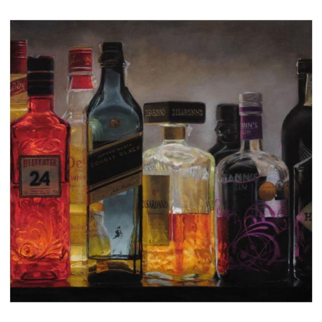 Vicente Romero, "Bottles Illuminating the Night" Hand Signed Limited Edition Giclee on Canvas with: Bottles Illuminating the Night is a limited edition giclee on canvas by Vicente Romero. The piece is hand signed, numbered, and come with a certificate of authenticity. Measures approximately 26" x