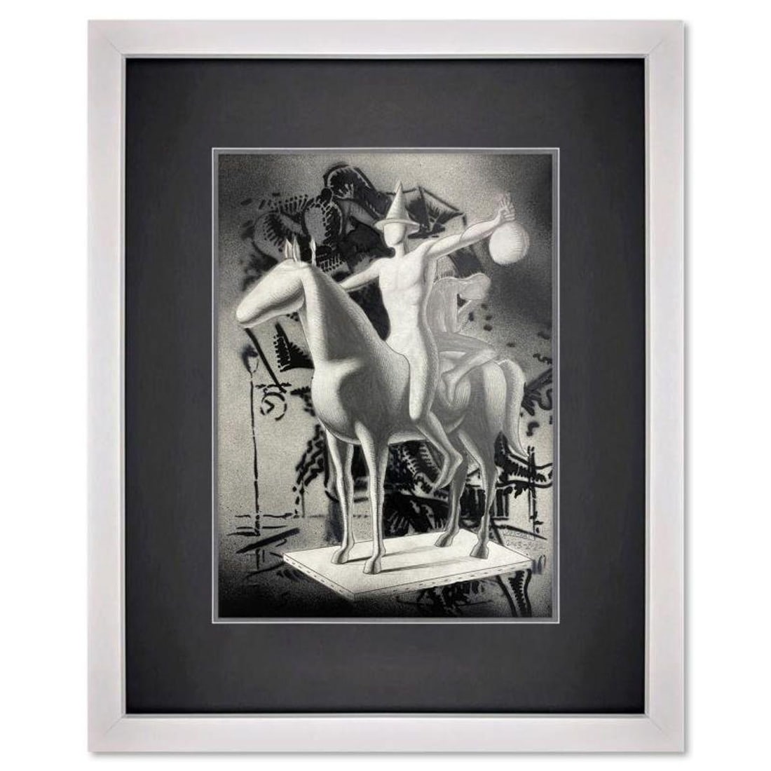 Mark Kostabi, "Ambivalent Triumph" Framed Original Mixed Media Drawing on Paper, Hand Signed with: Ambivalent Triumph is an original mixed media drawing on paper by Mark Kostabi, hand signed by the artist. This piece comes custom framed. Includes Certificate of Authenticity. Measures approx. 15.5" 