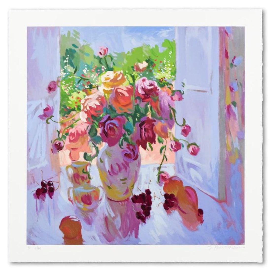 S. Burkett Kaiser, "Bouquet With Cherries" Limited Edition, Numbered and Hand Signed with Letter of (1 of 2)