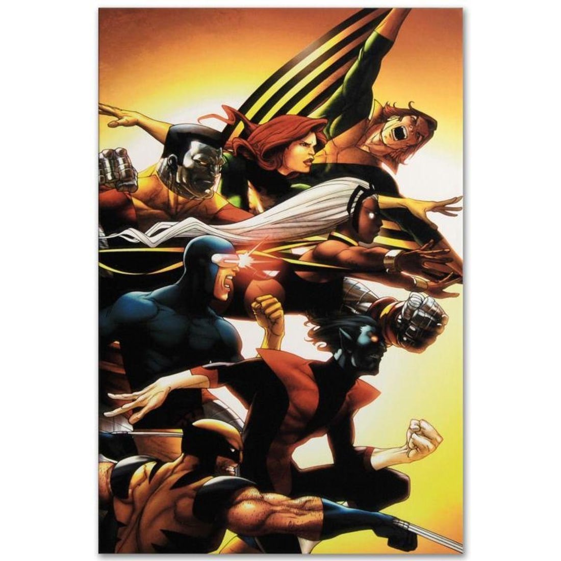 Marvel Comics "Uncanny X-Men: First Class #5" Numbered Limited Edition Giclee on Canvas by Roger: A piece of comic book history, this limited edition print, drawn by Roger Cruz, depicts Wolverine, Nightcrawler, Cyclops, Storm, Colossus, Phoenix and Banshee. Cruz started his professional career as 