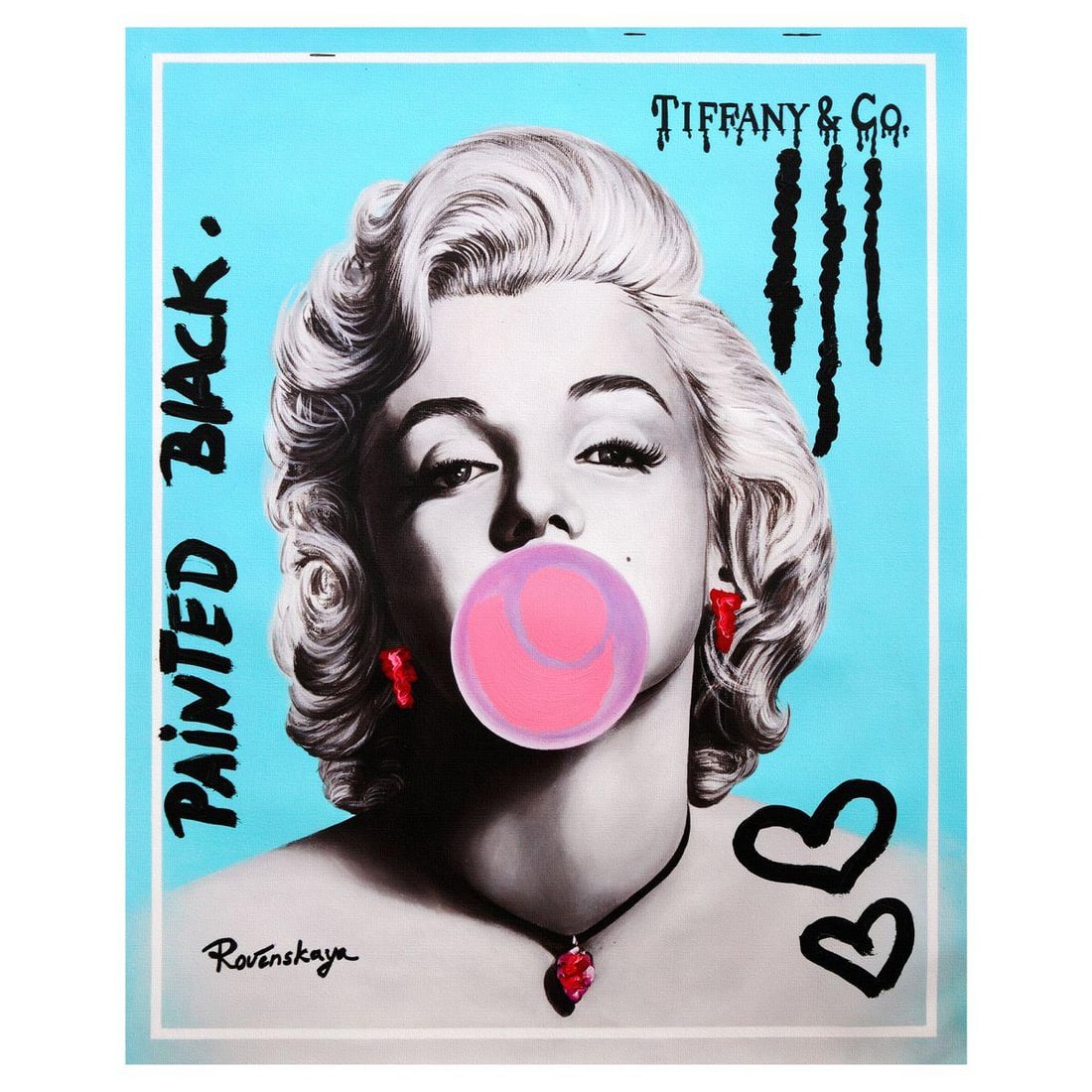 Nastya Rovenskaya- Mixed Media on Canvas "Bubble Gum": Artist: Nastya Rovenskaya. Medium: Mixed Media on Canvas. Title: Bubble Gum. Size: 30" x 24". Signature: Hand signed. Certificate of Authenticity: Is included. Reference#: 52451.