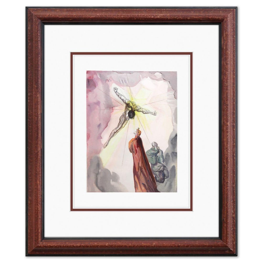 Salvador Dali- Original Color Woodcut on B.F.K. Rives Paper "Paradise 14": Artist: Salvador Dali. Medium: Original Color Woodcut on B.F.K. Rives Paper. Title: Paradise 14. Size: 13" x 10". Measures approx. 20" x 17" (framed). Certificate of Authenticity: Is included.