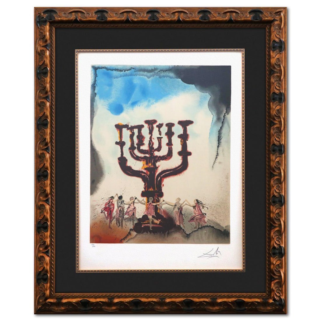 Salvador Dali- Original Lithograph "Orah-Horah": Artist: Salvador Dali. Medium: Original Lithograph. Title: Orah-Horah. Size: 24" x 18". Measures approx. 34" x 28" (framed). Signature: Hand signed and numbered. Certificate of Authenticity: Is includ